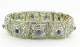 Antique Style Sapphire & 7.04ct Rose Cut Diamond Set Silver Bracelet Val $9250