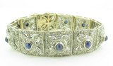 Antique Style Sapphire & 7.04ct Rose Cut Diamond Set Silver Bracelet Val $9250