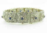 Antique Style Sapphire & 7.04ct Rose Cut Diamond Set Silver Bracelet Val $9250