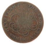 1788 WALES ANGLESEY MINES HALFPENNY TOKEN. PAYABLE IN ANGLESEY LONDON LIVERPOOL.