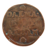 RARE 1600s ITALY VENICE VENETIAN COPPER COIN “DALMA ET ALBAN SAN* MAC* VEN II"