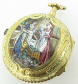 DUFALGA C.1770 GOLD ENAMEL & DIAMOND SET REPEATING VERGE POCKET WATCH CHATELAINE
