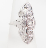 Edwardian Style 0.86ct H si Old Cut Diamond 14k White Gold Ring Size Q Val $3690