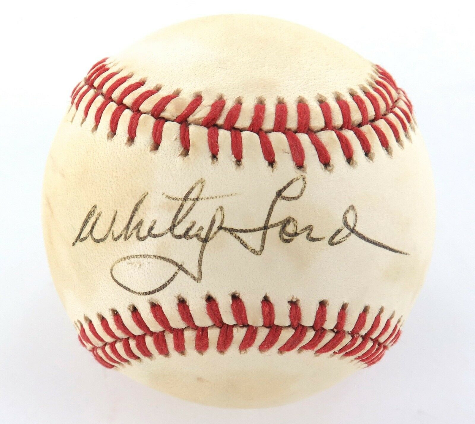 WHITEY FORD, HOF HAND SIGNED 