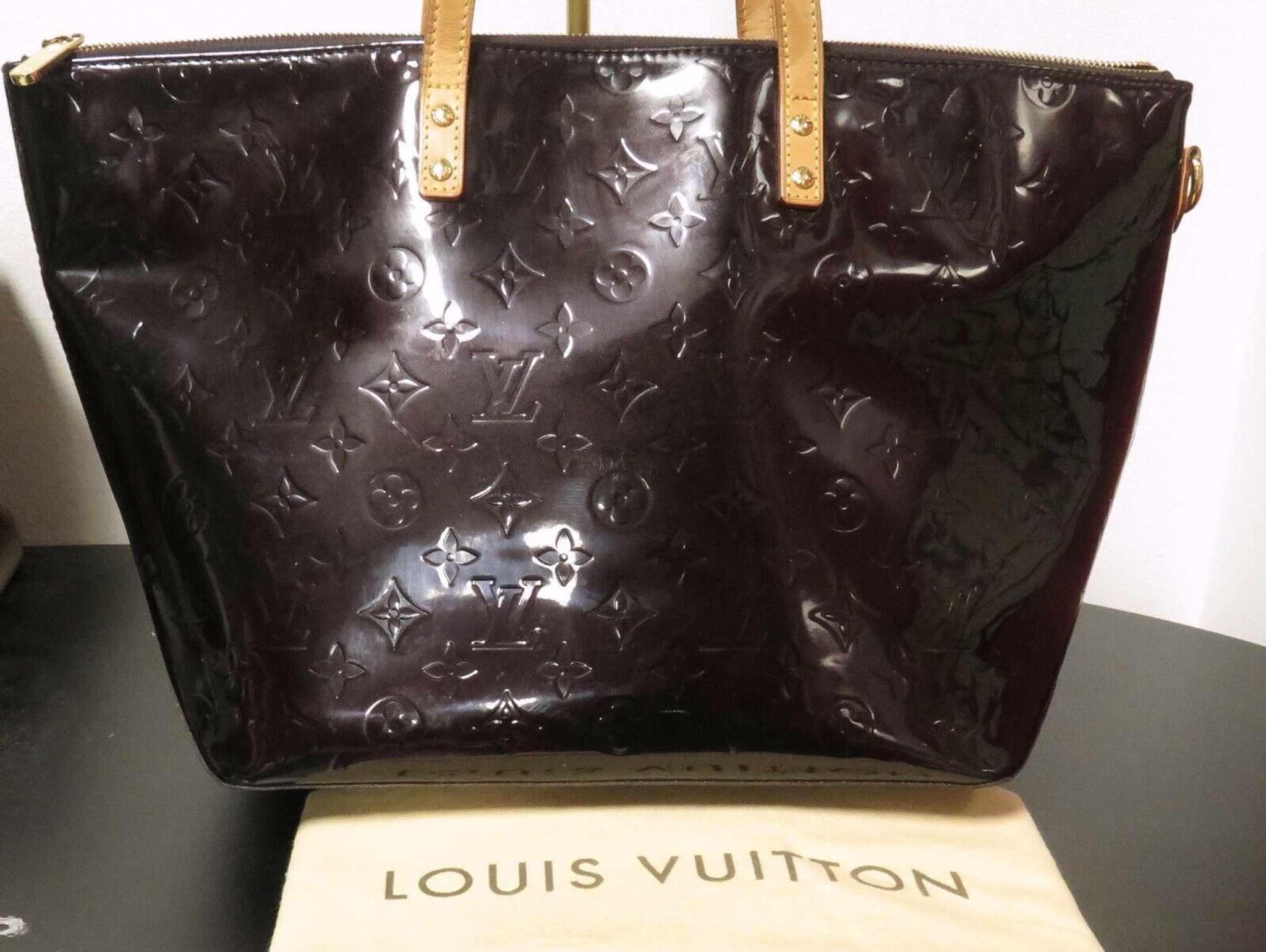 Louis Vuitton Red Monogram Vernis Petit Bucket Bag w Accessories Pochette   Yoogis Closet