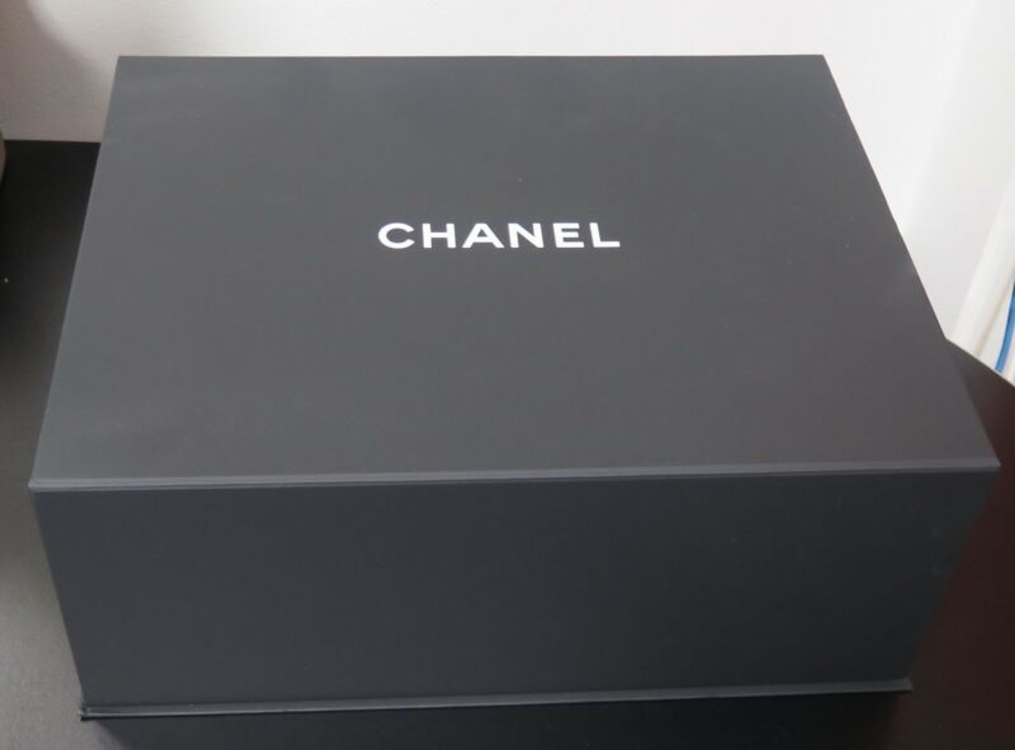 Chanel Empty Box Rare Black Flower 12x8x3.5 Red Ribbon 55 & 2 sheets  Liner !