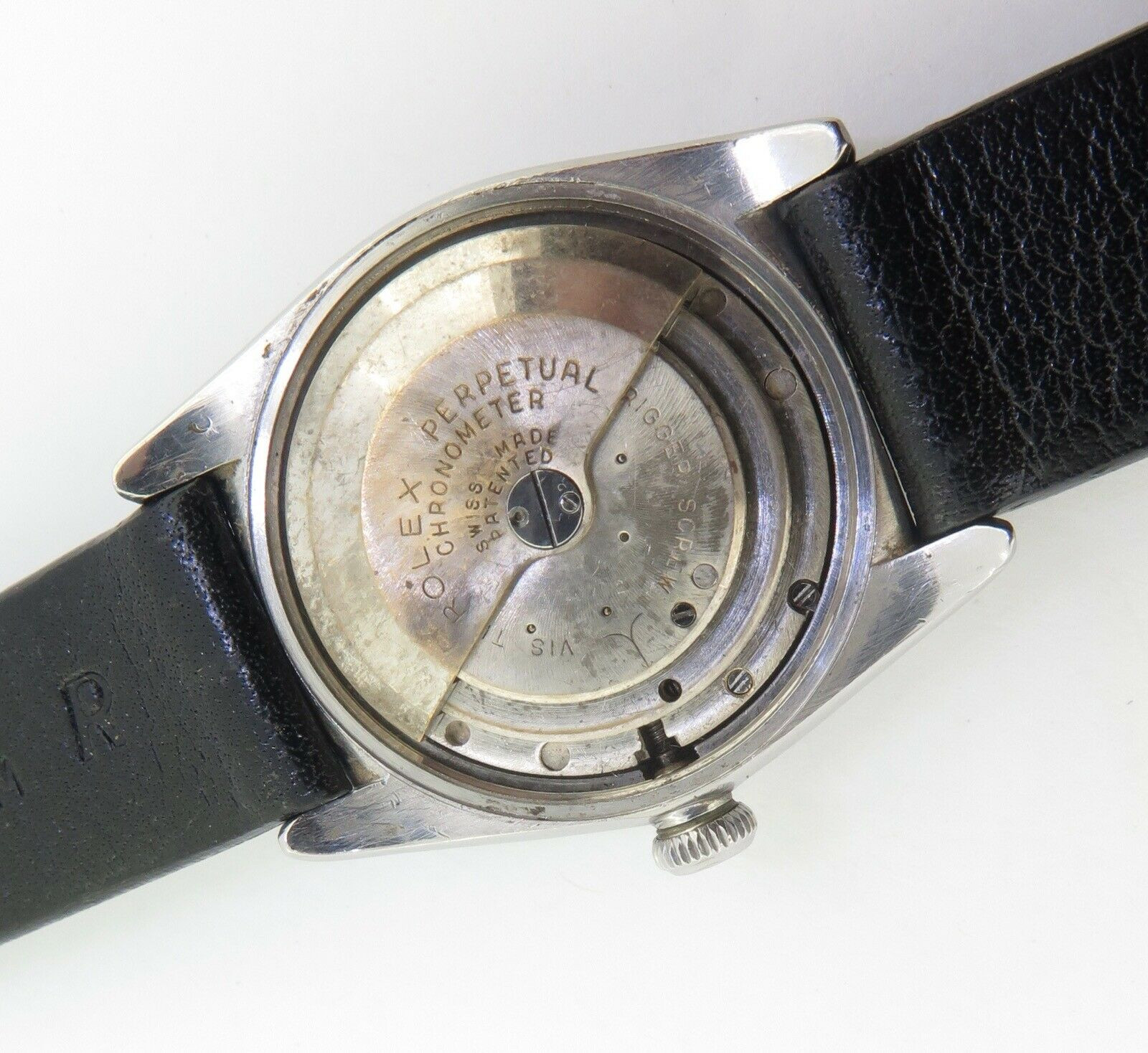 Vintage 1943 Rolex Oyster Steel Bubble Back Watch Ref 2940 with Orig Black  Dial