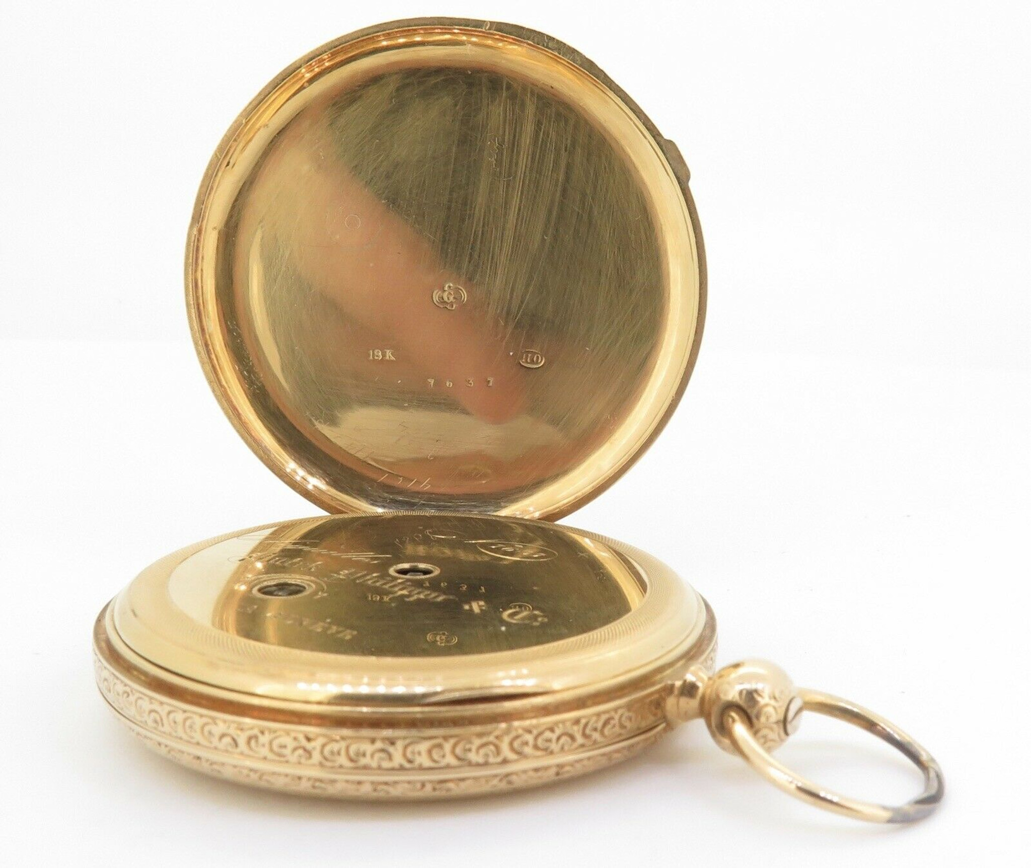 Antique 1853 Patek Philippe 18k Yellow Gold Vermicelle Pocket Watch ...