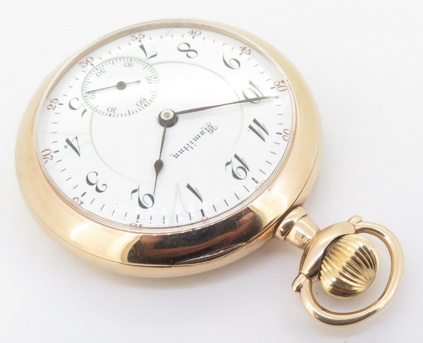 Rare 1911 Hamilton 23 Jewel 14K Solid Gold Open Faced 950 16s Pocket Watch
