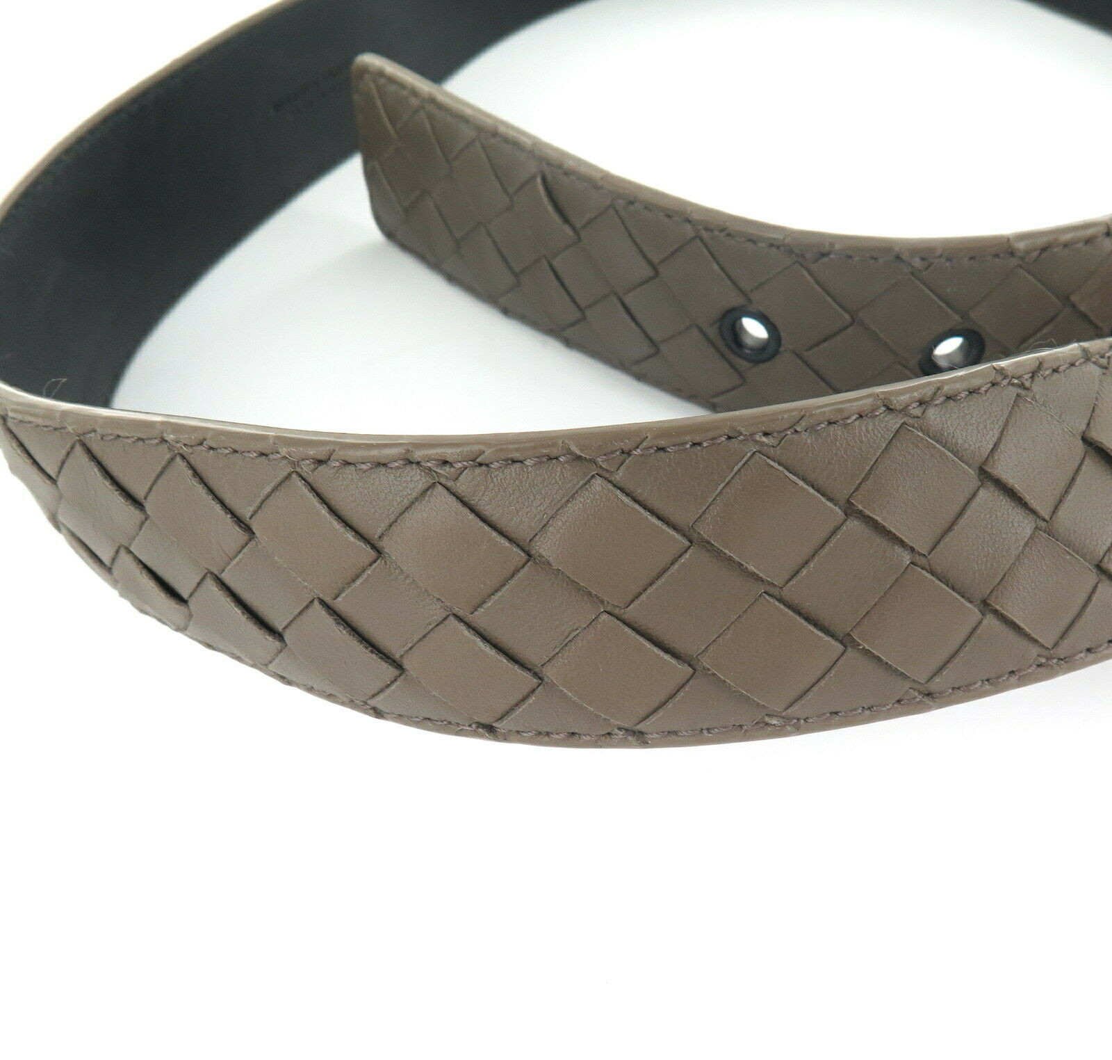 Italian Bottega Veneta Woven Intrecciato Brown Leather Belt. Size