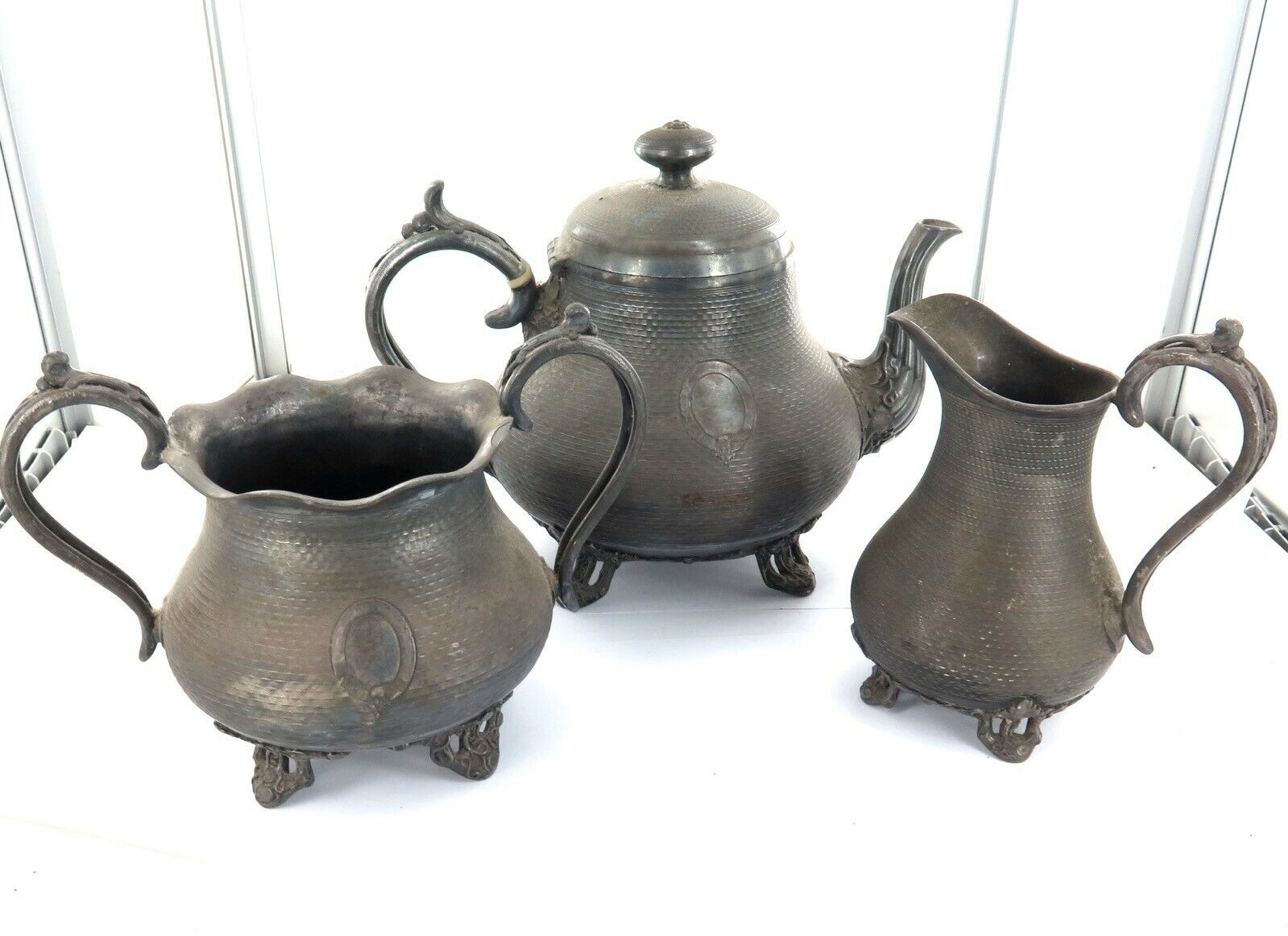 c1870s ENGLISH EPBM JAMES DIXON & SONS VERY LARGE HEAVY SET 3