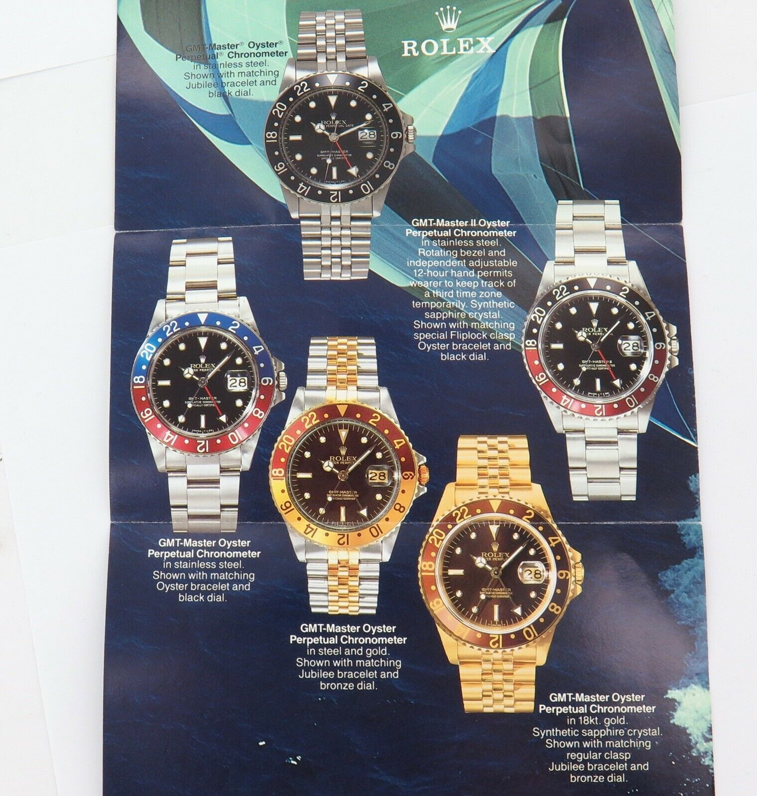1987 ROLEX MENS GMT-MASTER COLOUR BROCHURE.