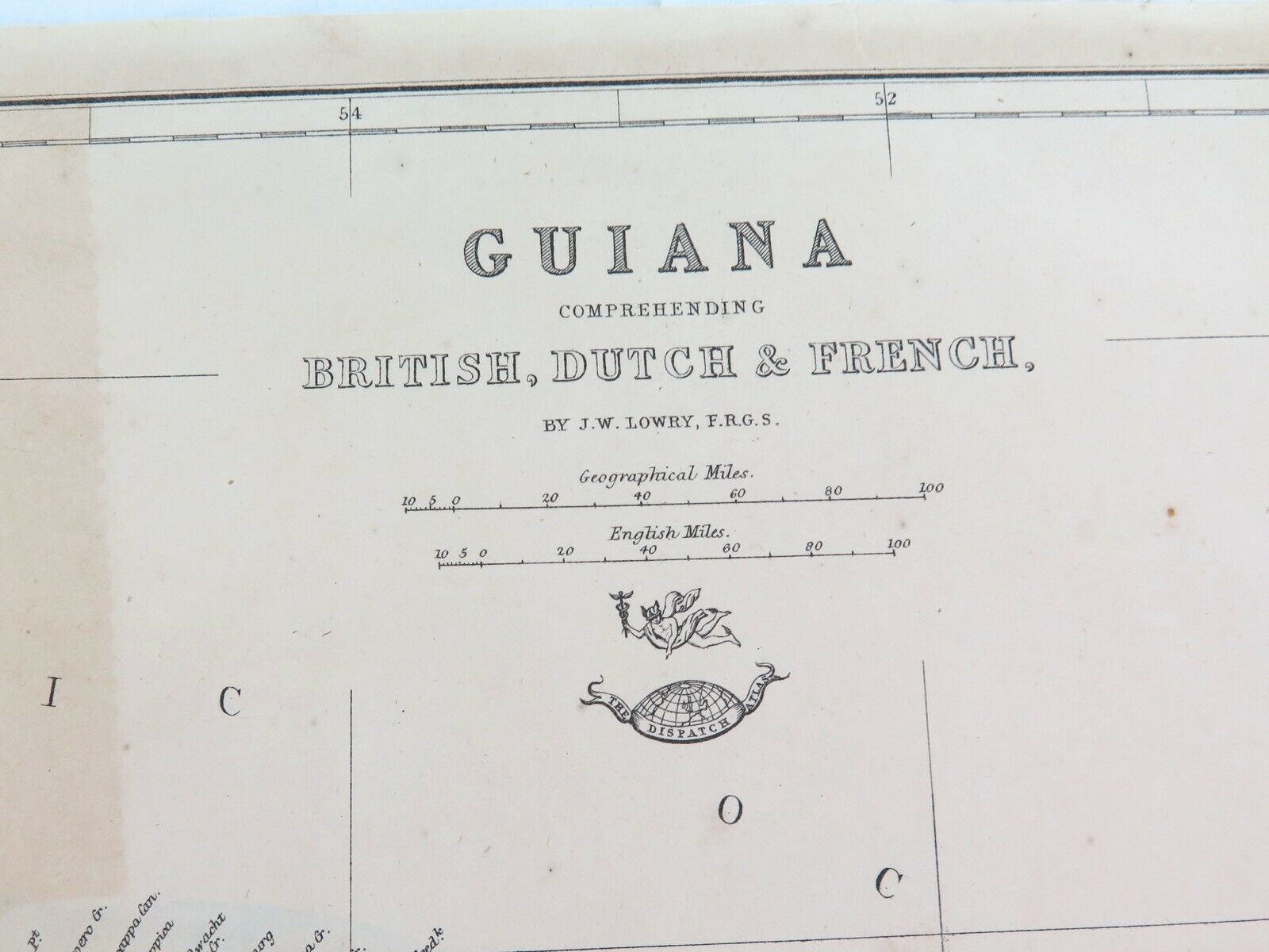 c1860 LARGE “WEEKLY DISPATCH ATLAS” MAP of GUIANA. BRITISH, DUTCH & FRENCH.
