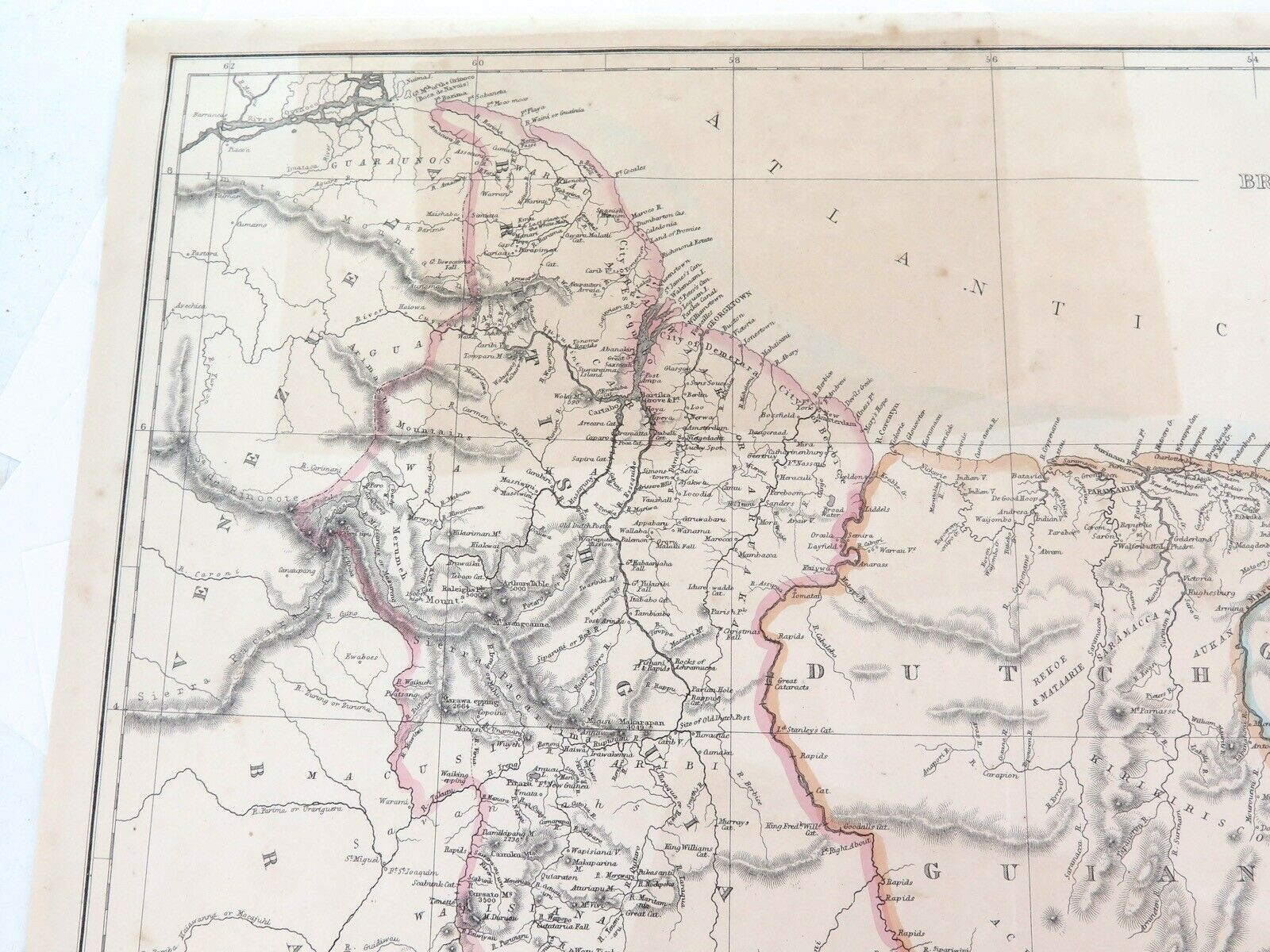 c1860 LARGE “WEEKLY DISPATCH ATLAS” MAP of GUIANA. BRITISH, DUTCH & FRENCH.