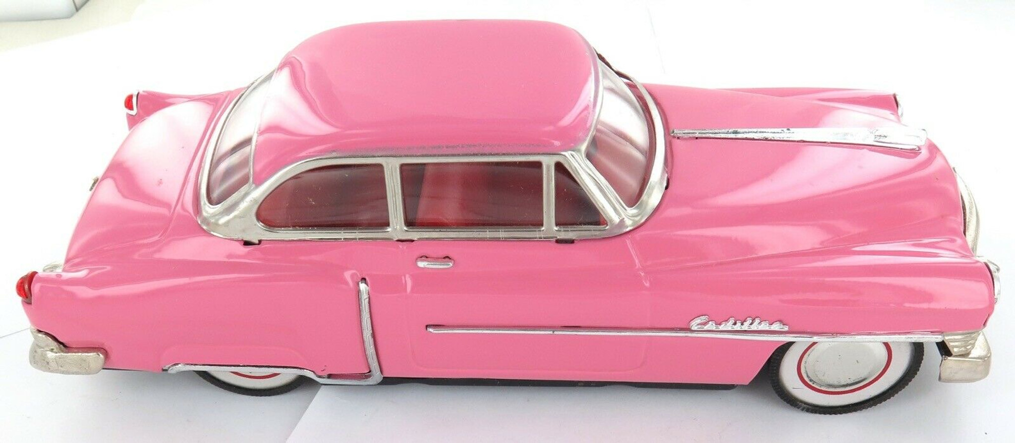 LARGE NICE CONDITION LUXE CAR FRICTION 1950 PINK CADILLAC