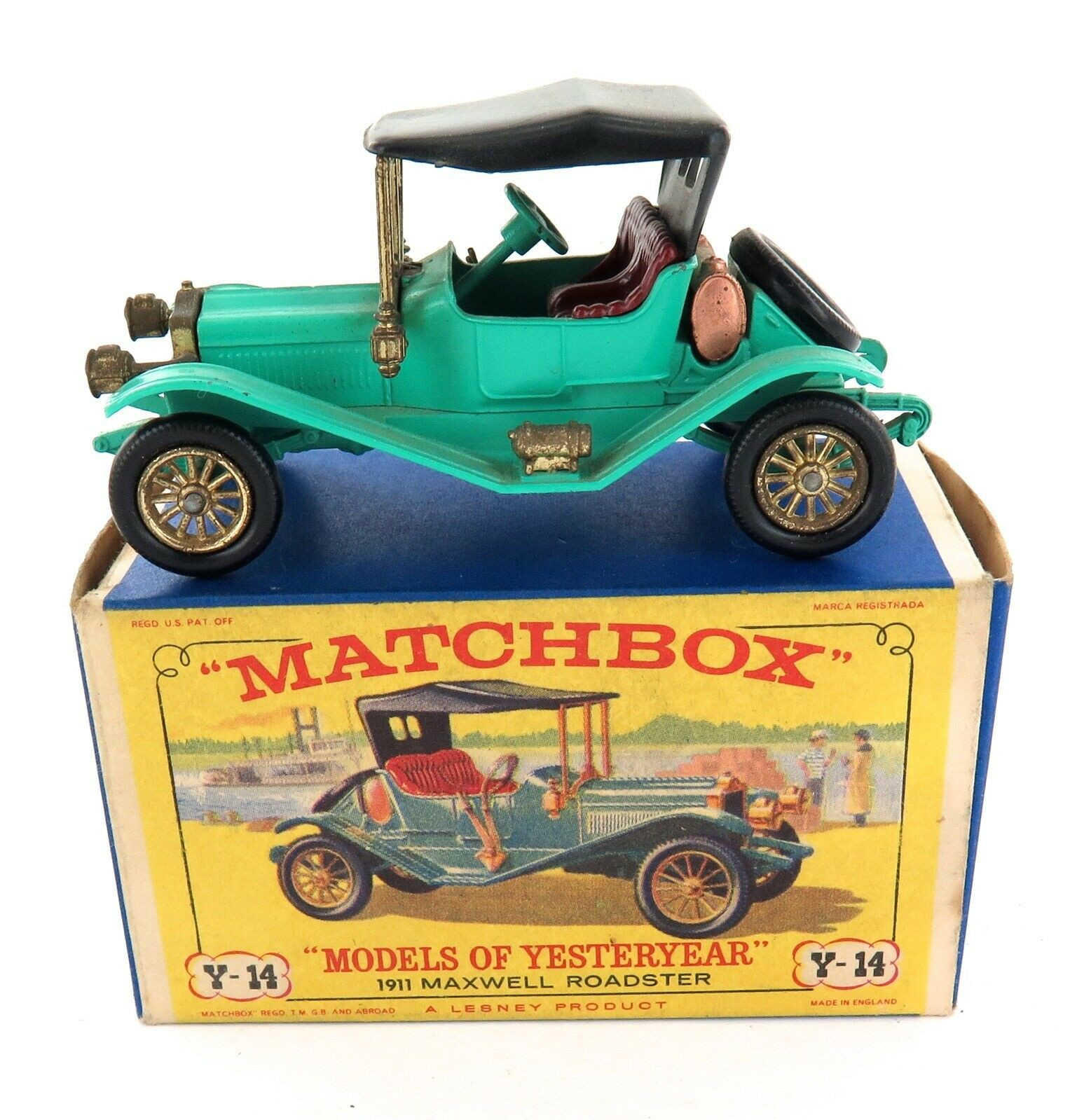 VINTAGE MATCHBOX / LESNEY YESTERYEAR Y-14 1911 MAXWELL ROADSTER + BOX.