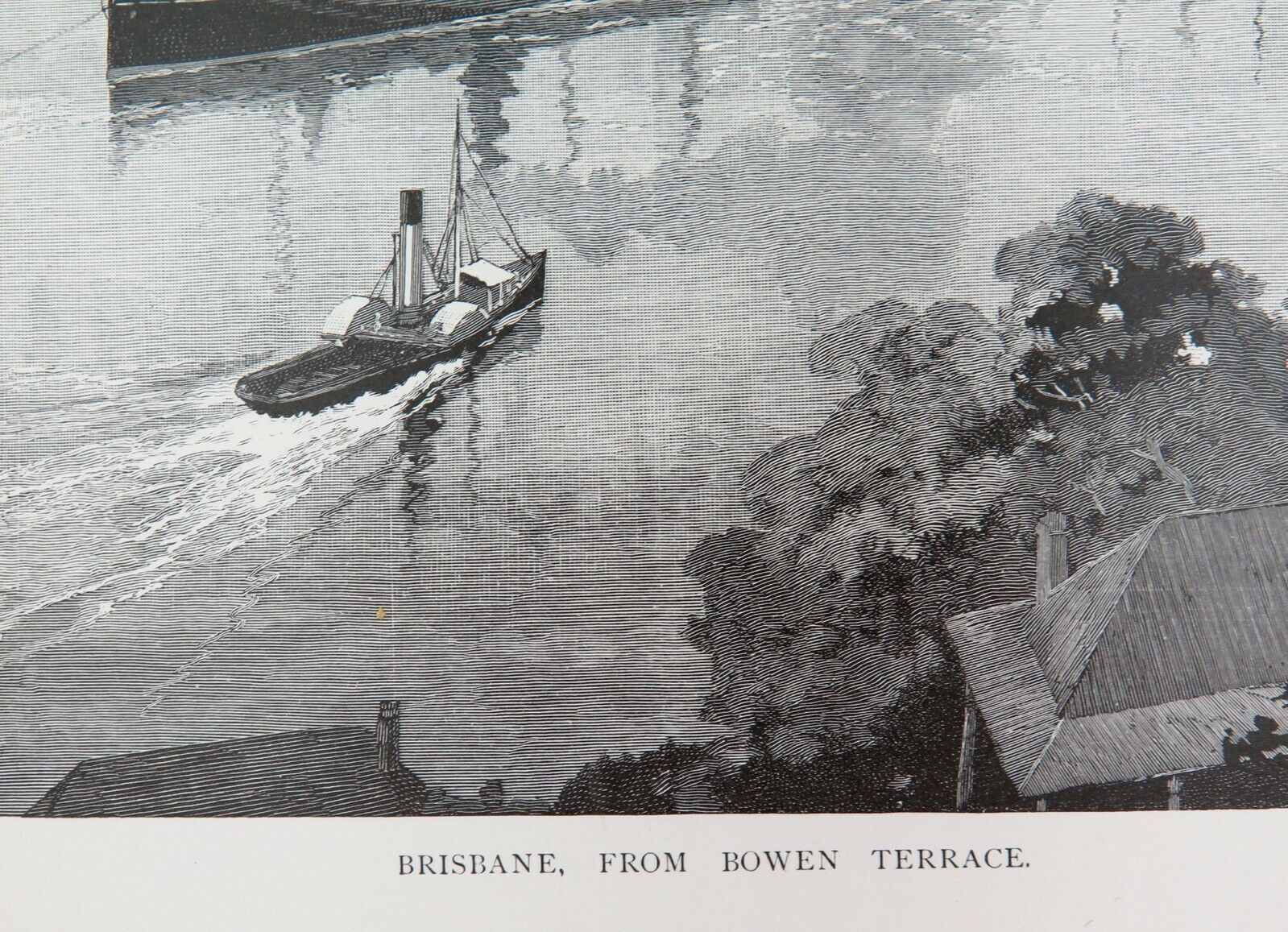 1886 WOOD ENGRAVING. BRISBANE FROM BOWEN TERRACE