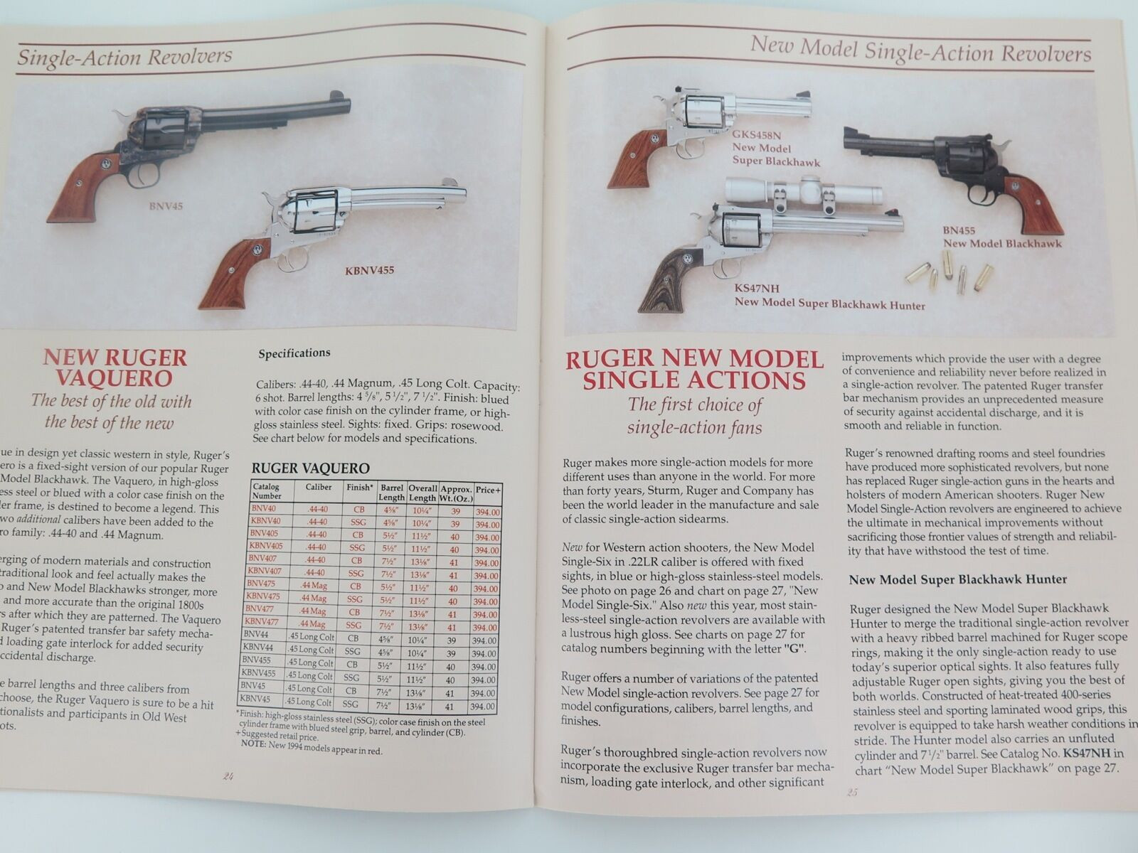 1994 RUGER FINE FIREARMS CATALOGUE. NEW OLD STOCK