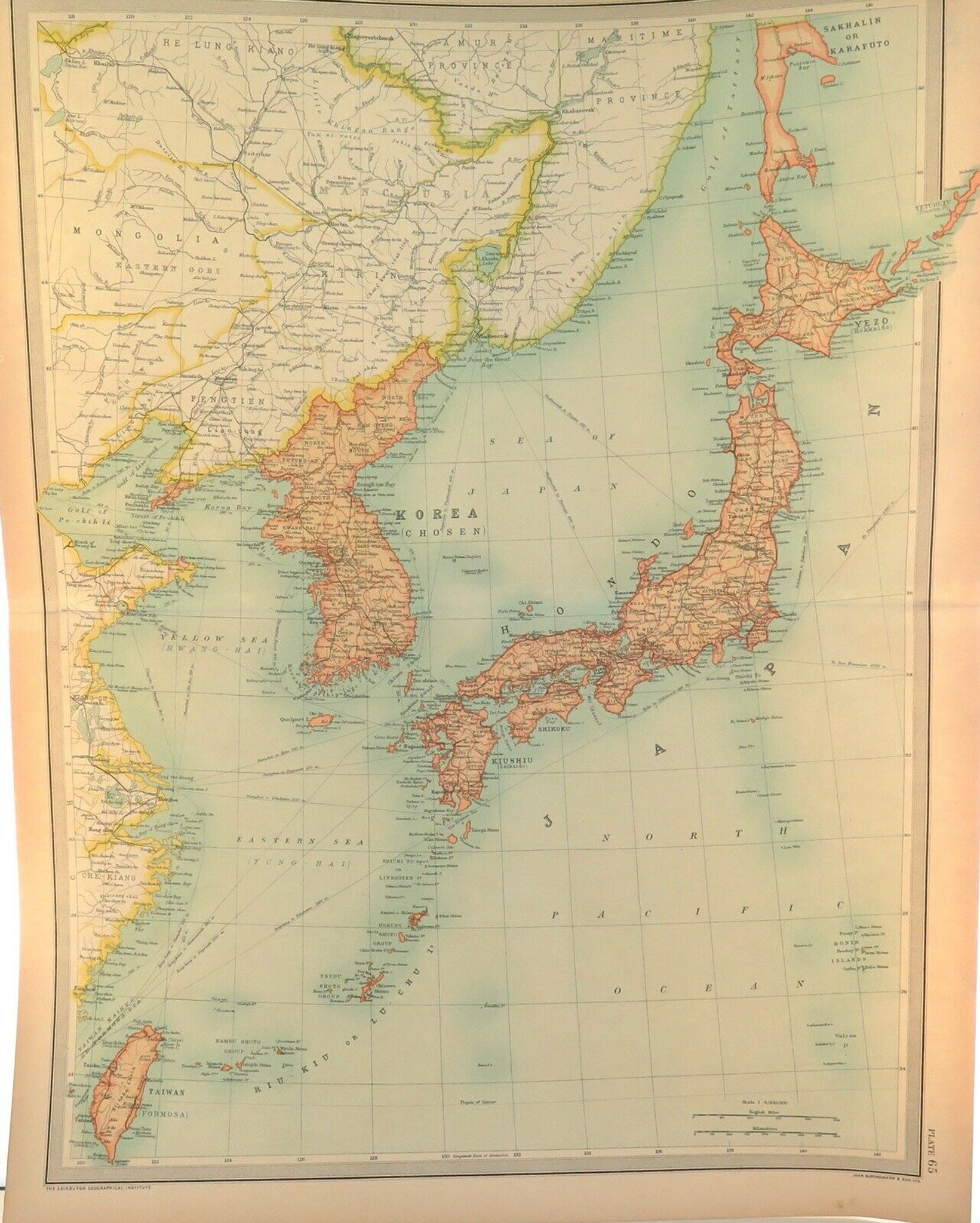 1922 SUPERB SCARCE LARGE MAP of “JAPANESE EMPIRE - POLITICAL 
