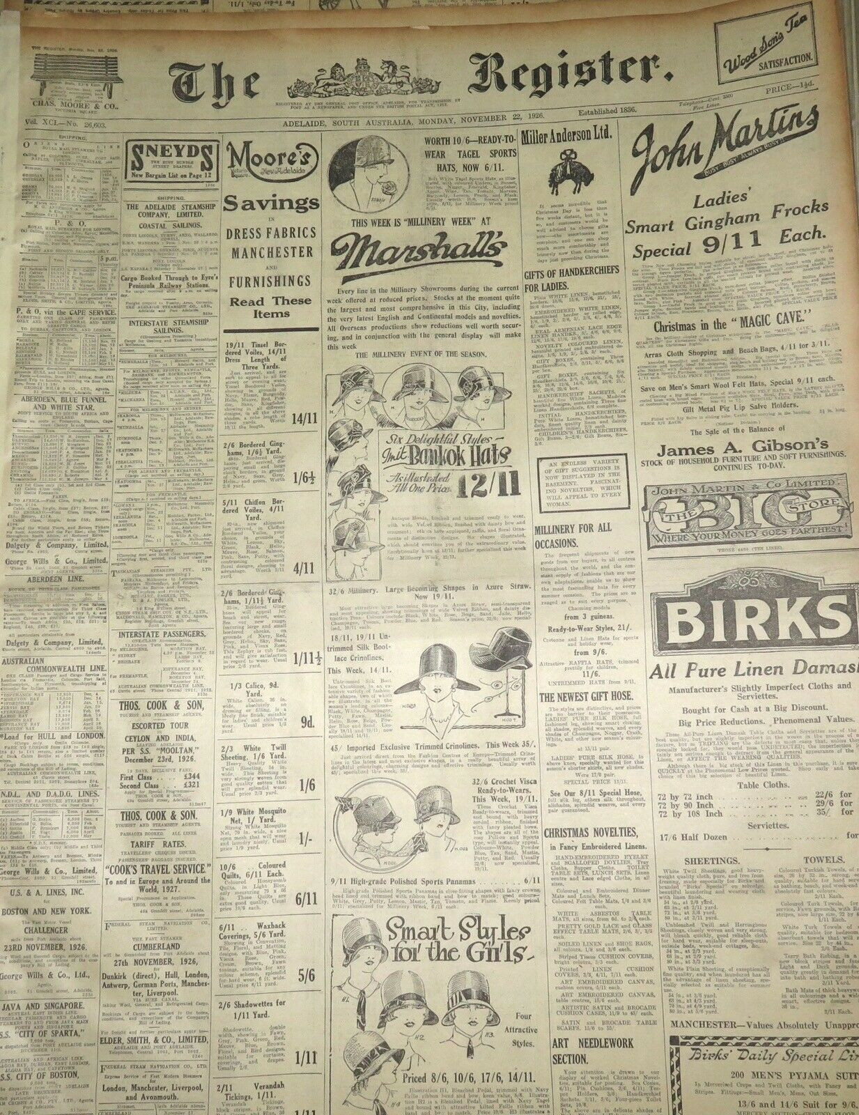 1926 RARE LARGE JOB LOT of 30 “THE REGISTER” ADELAIDE NEWSPAPERS