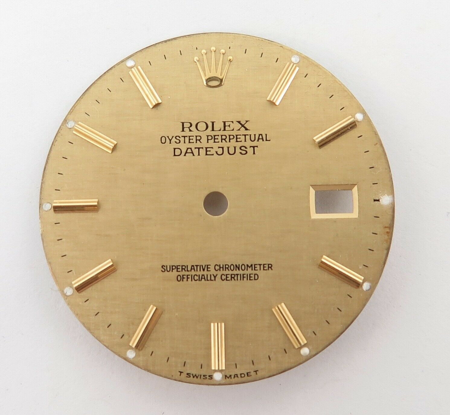 Authentic Rolex 16013 16008 DateJust Gold Linen Stick Dial