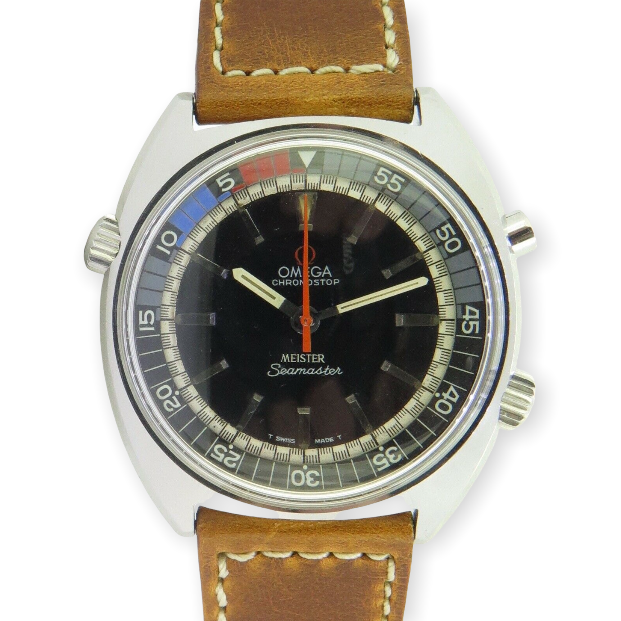 Vintage 1968 Omega Jumbo Chronostop Meister Seamaster C.865 Steel Watch  145.008