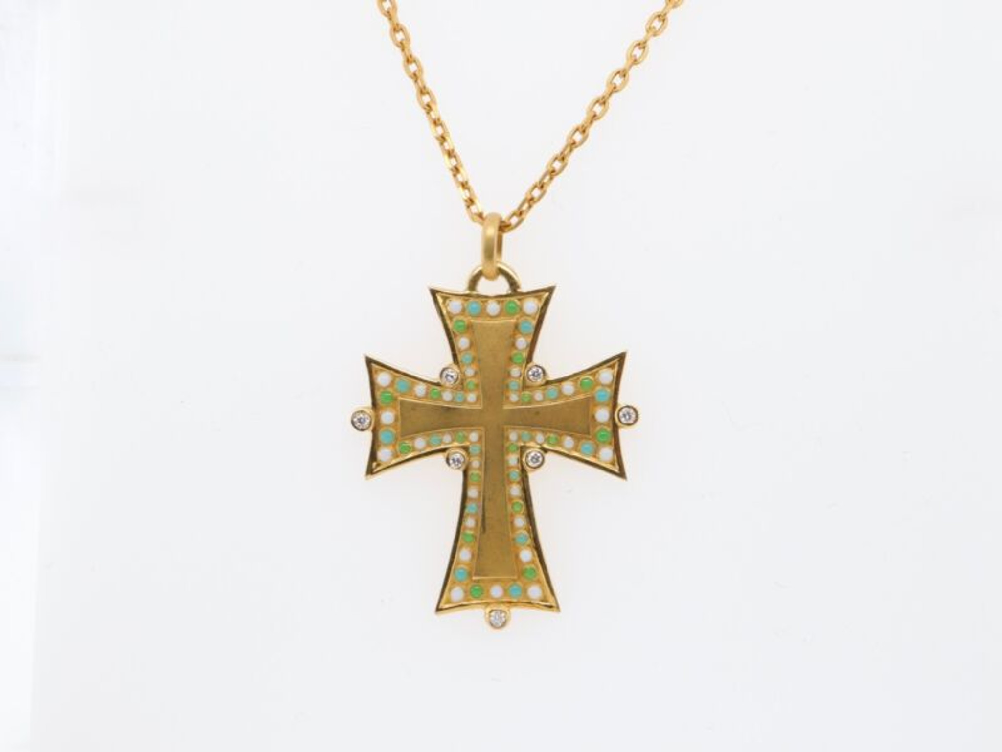 Genuine 18ct 18kt 750 Yellow Gold Byzantine Cross + 55cm Necklace -Fre –  Kaedesigns Jewellery