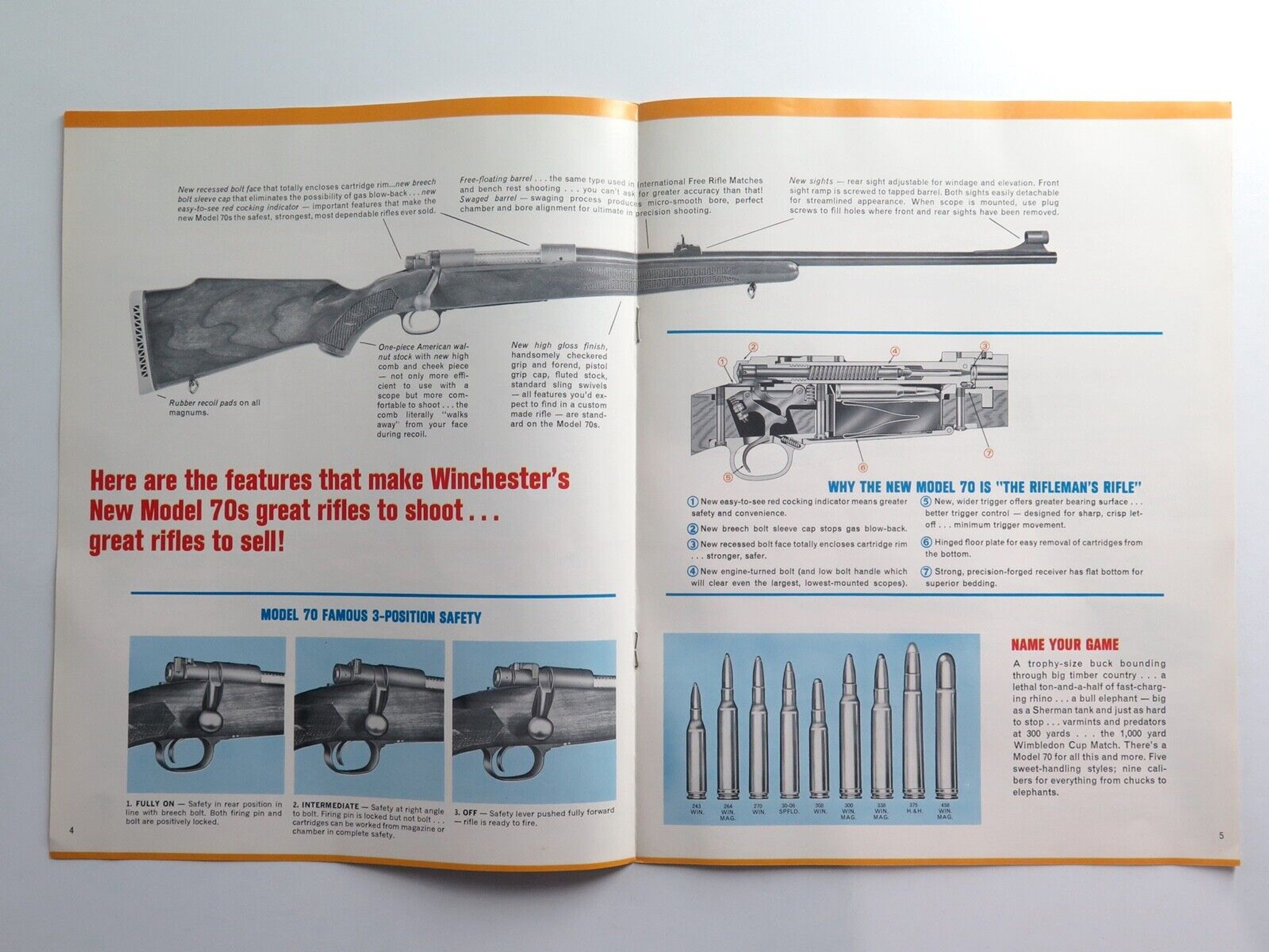 1964 Winchester Model 70 Series Rifle Gun Catalogue Flyer Harrington