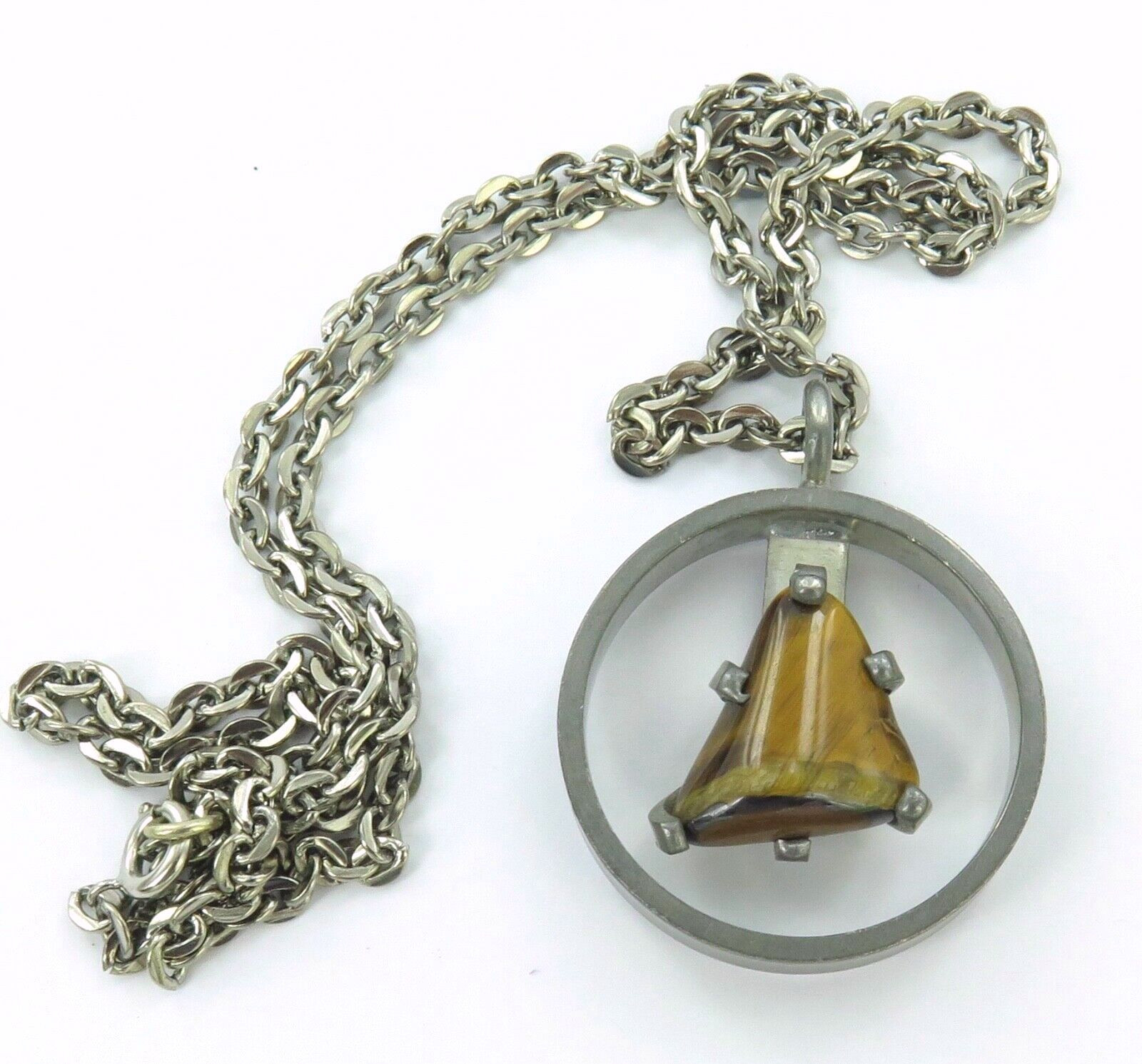 PEWTER 製Jorgen  DENMARK ネックレス　986 Vintage Modernist Denmark Jorgen Jensen Signed Pewter Tigers Eye