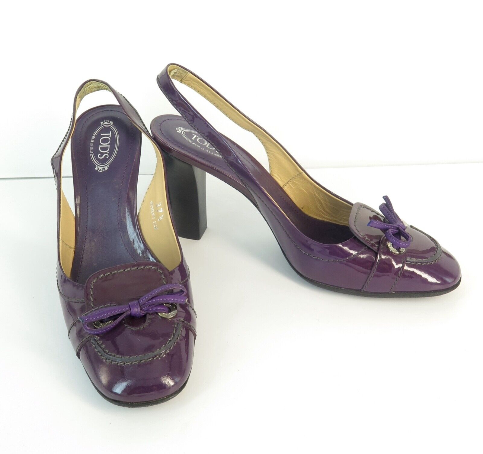 Tod's 'Jodie Chanel Laccetto' Purple Slingback Pumps, size EU