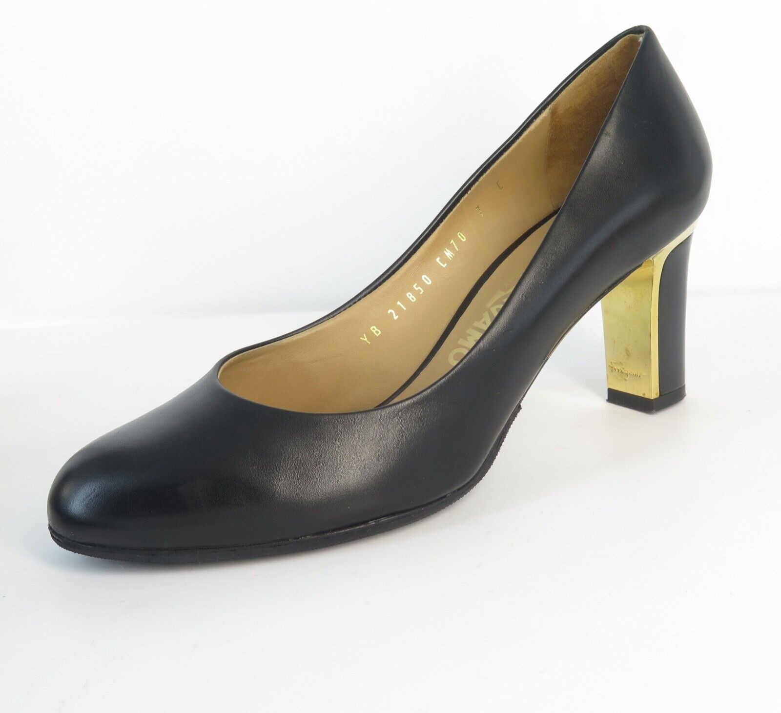 Salvatore Ferragamo Black and Gold-toned 'Tamina' Heels w original Salvatore Ferragamo Black and Gold-toned 'Tamina' Heels w original