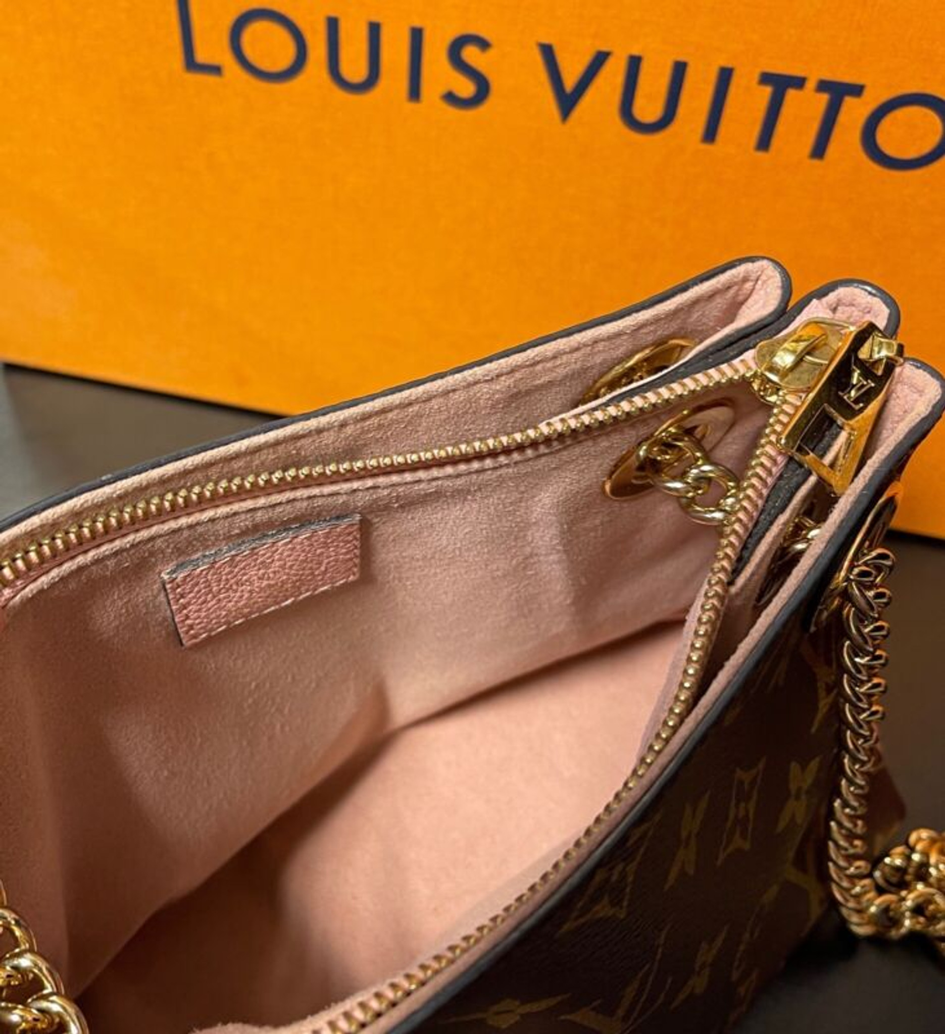 Auth Louis Vuitton Surene BB Chain Shoulder Bag Monogram Rose Ballerine  M43777