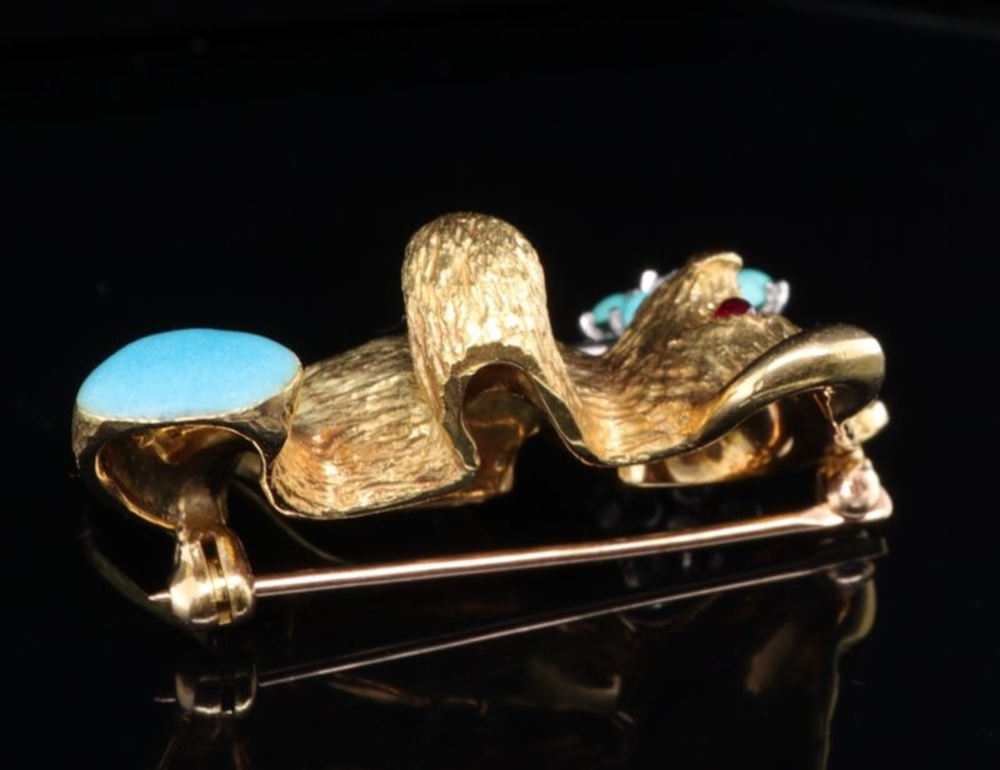 Vintage 18ct Yellow Gold Diamond & Turquoise Teddy Bear Brooch Val $5940 -  Harrington & Co.