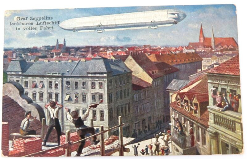 Early 1900s German Zeppelin Over City Unused Postcard. #2 - Harrington ...
