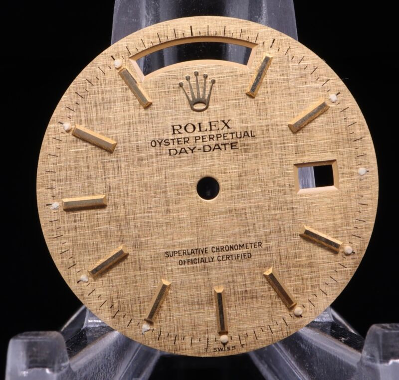 Vintage Rolex Day Date Champagne Gold Linen Dial For Ref 18013