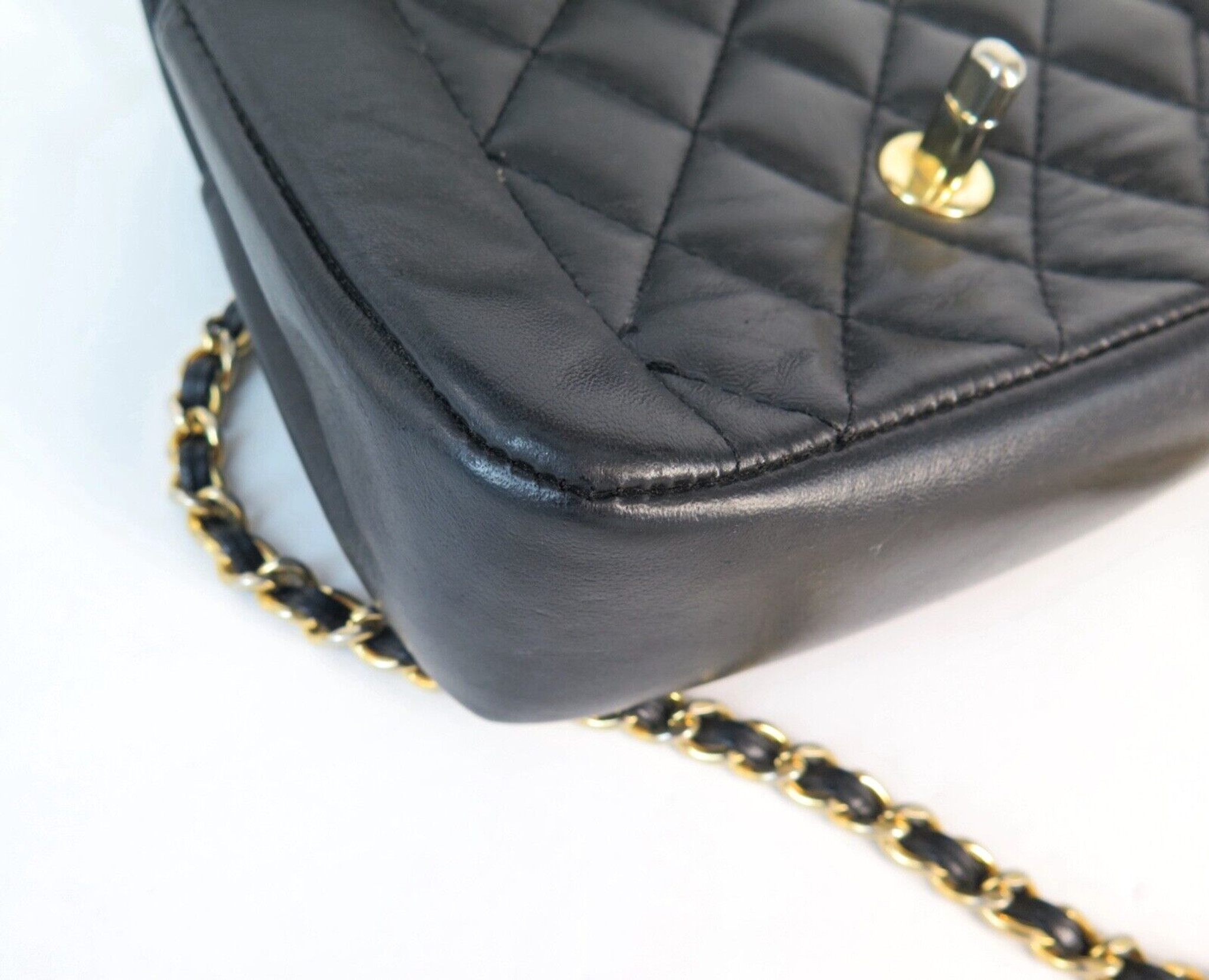 Chanel Round Quilted Caviar Leather Clutch Bag