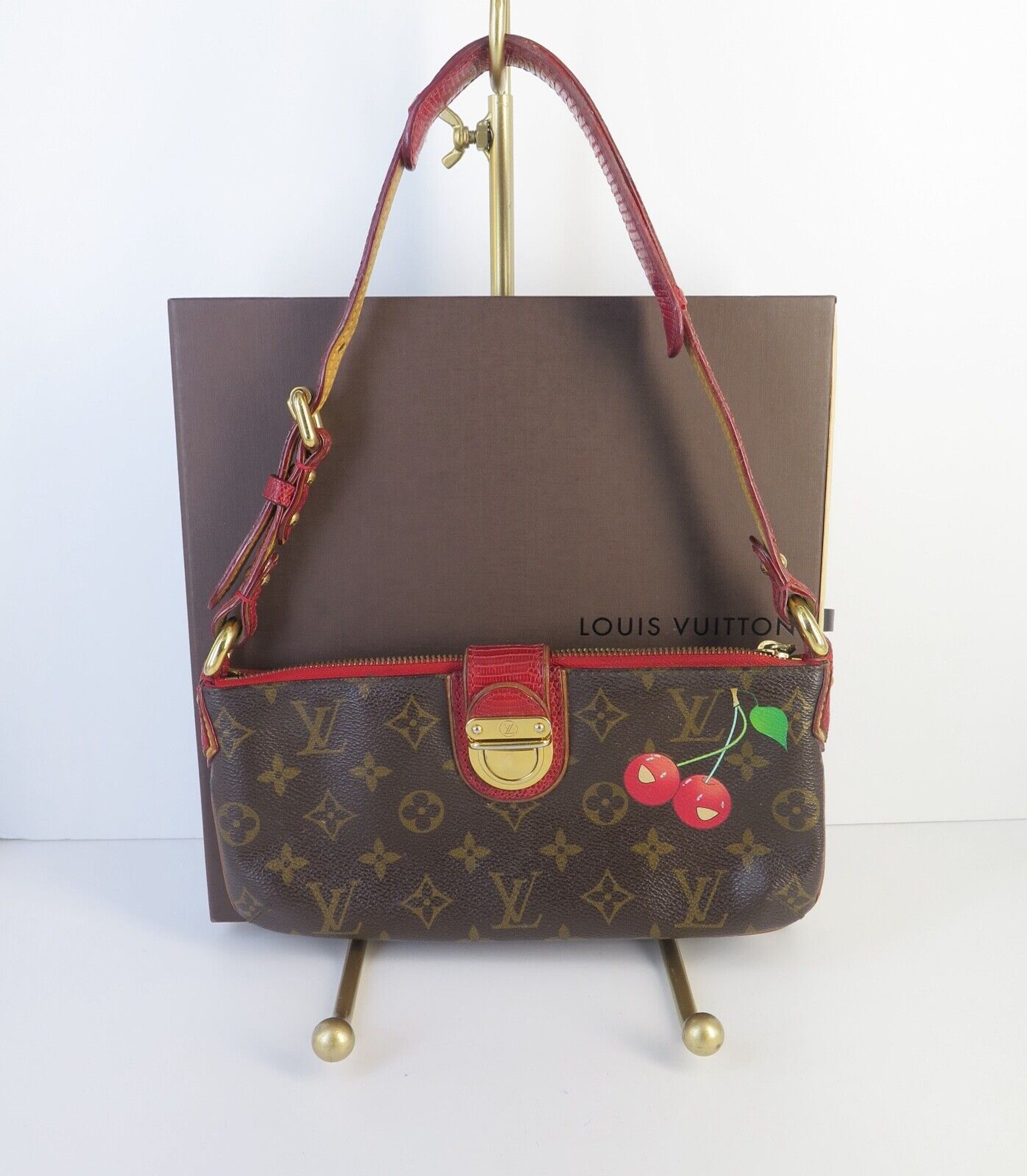 RARE LOUIS VUITTON LV Logo Clutch Hand Bag Pouch Monogram Brown Vintage  66MS114  eBay