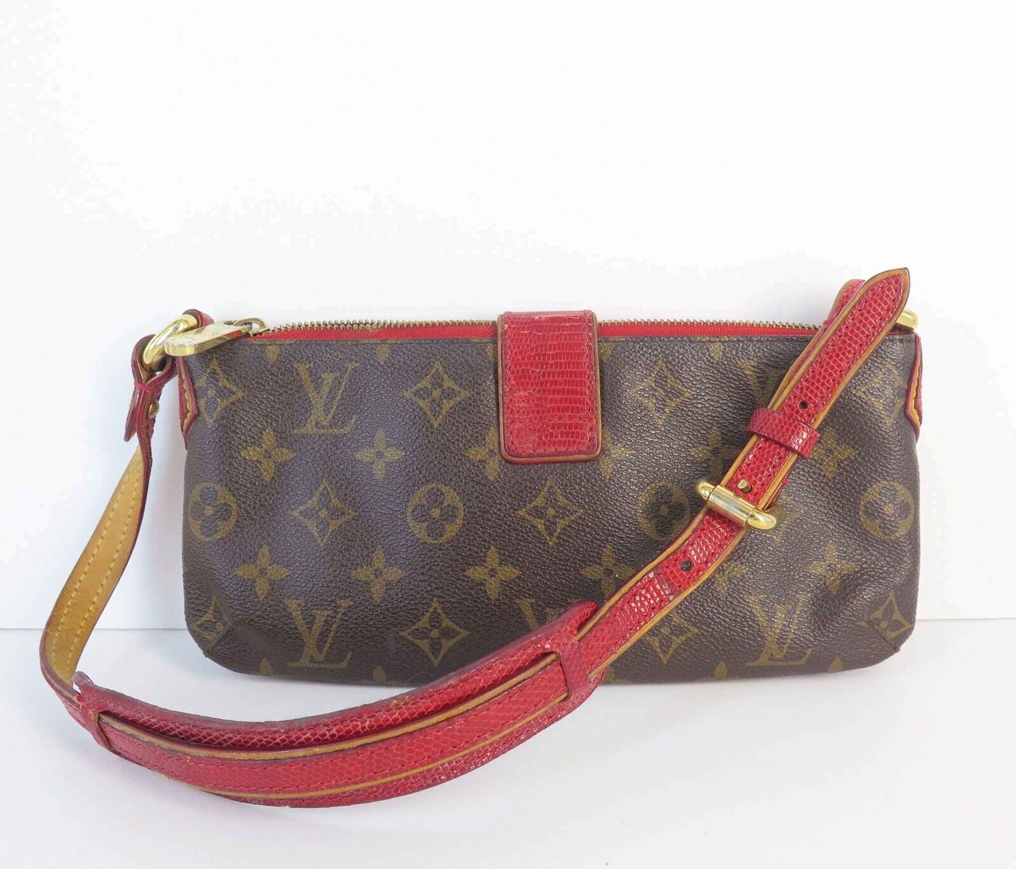 Louis Vuitton Monogram Large Flap Clutch Bag Brown