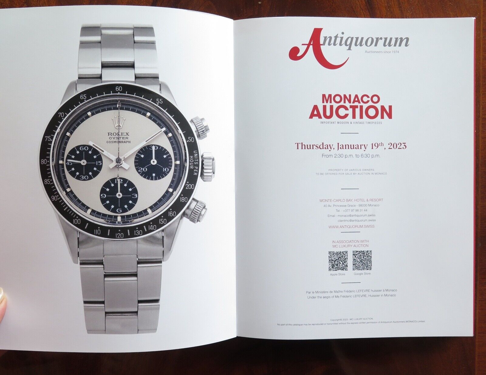 Antiquorum Watch Auction Catalogue. Modern & Vintage Timepieces, Monaco