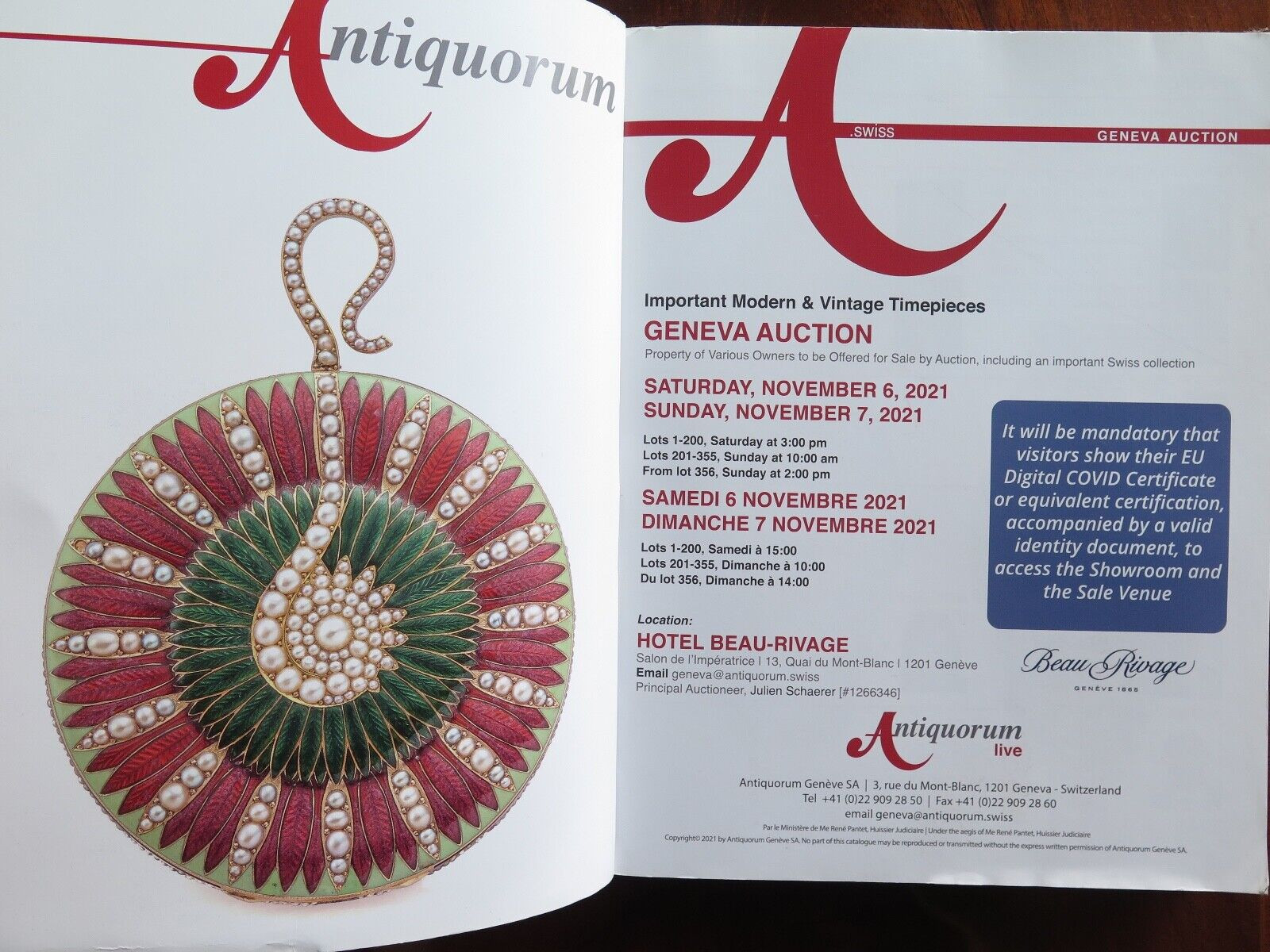 Antiquorum Watch Auction Catalogue. Modern & Vintage Timepieces, Geneva