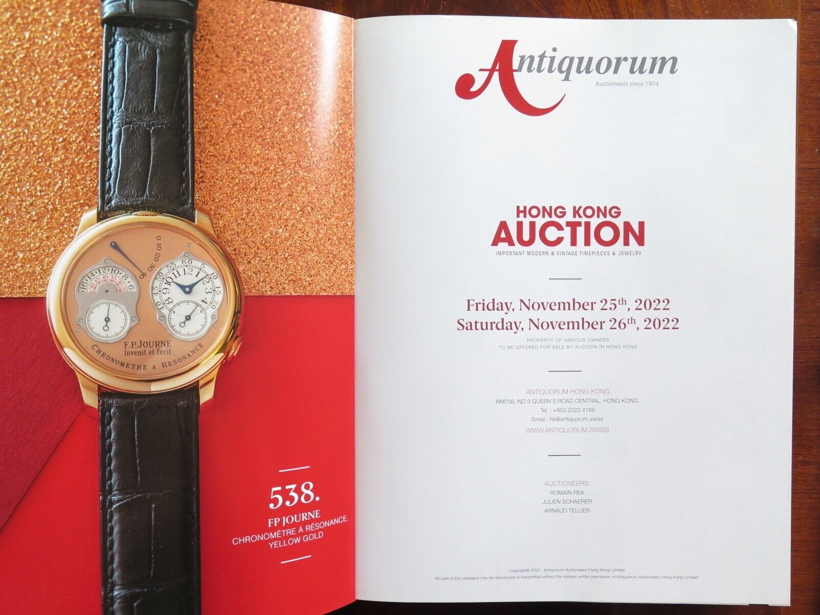 Antiquorum Watch Auction Catalogue. Timepieces & Jewelry, Hong Kong Nov