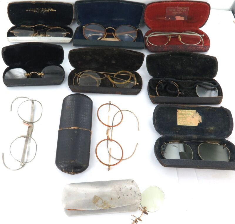 RARE Large JOB Lot Antique Vintage Reading Glasses Cases