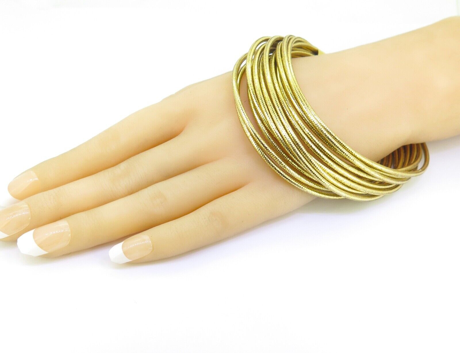 Sleek Italian 14ct 9ct Yellow Gold Multi Woven Strand Bracelet