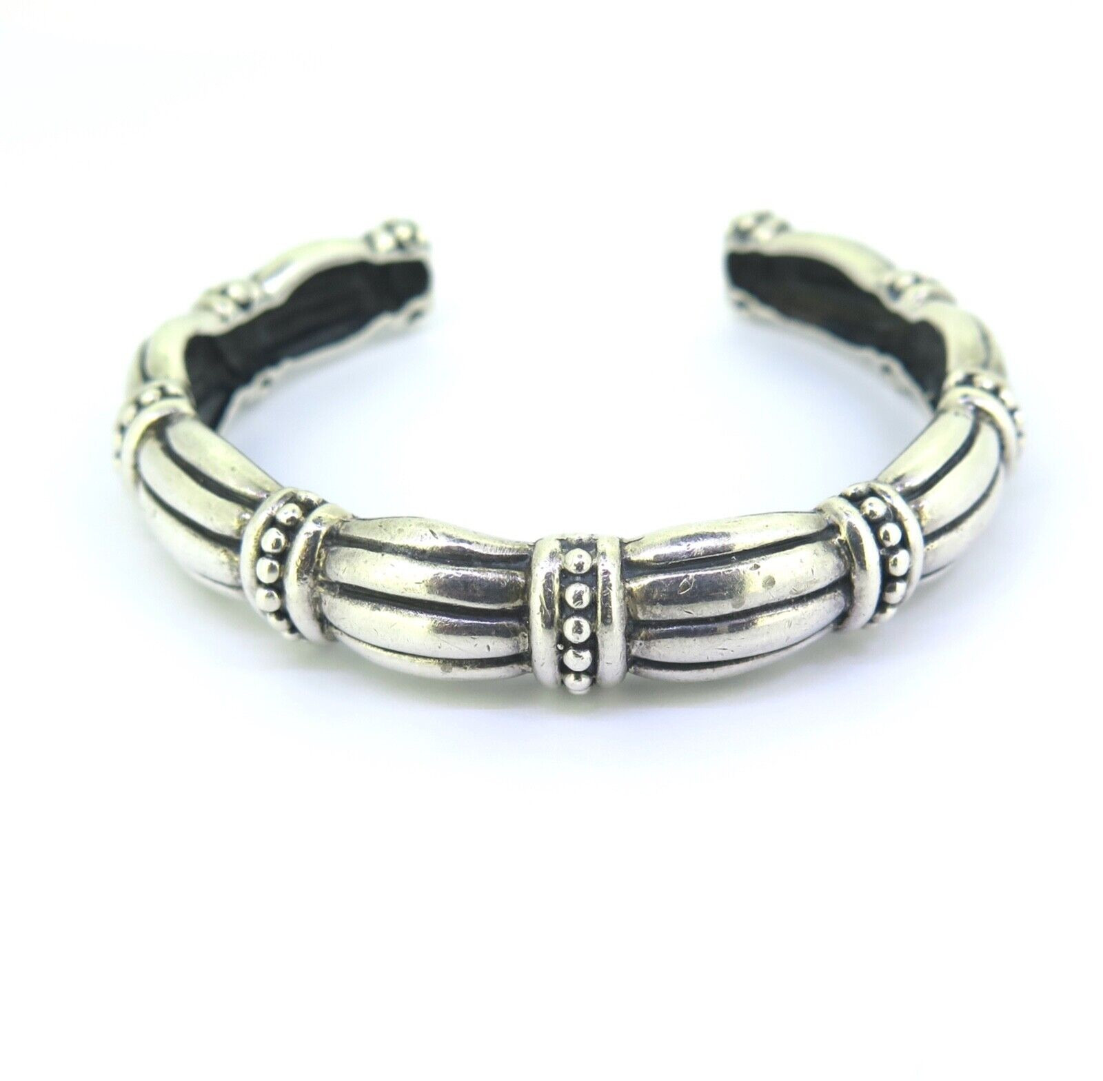 Vintage Sterling Silver Segmented Bamboo Design Open Ended Bangle 