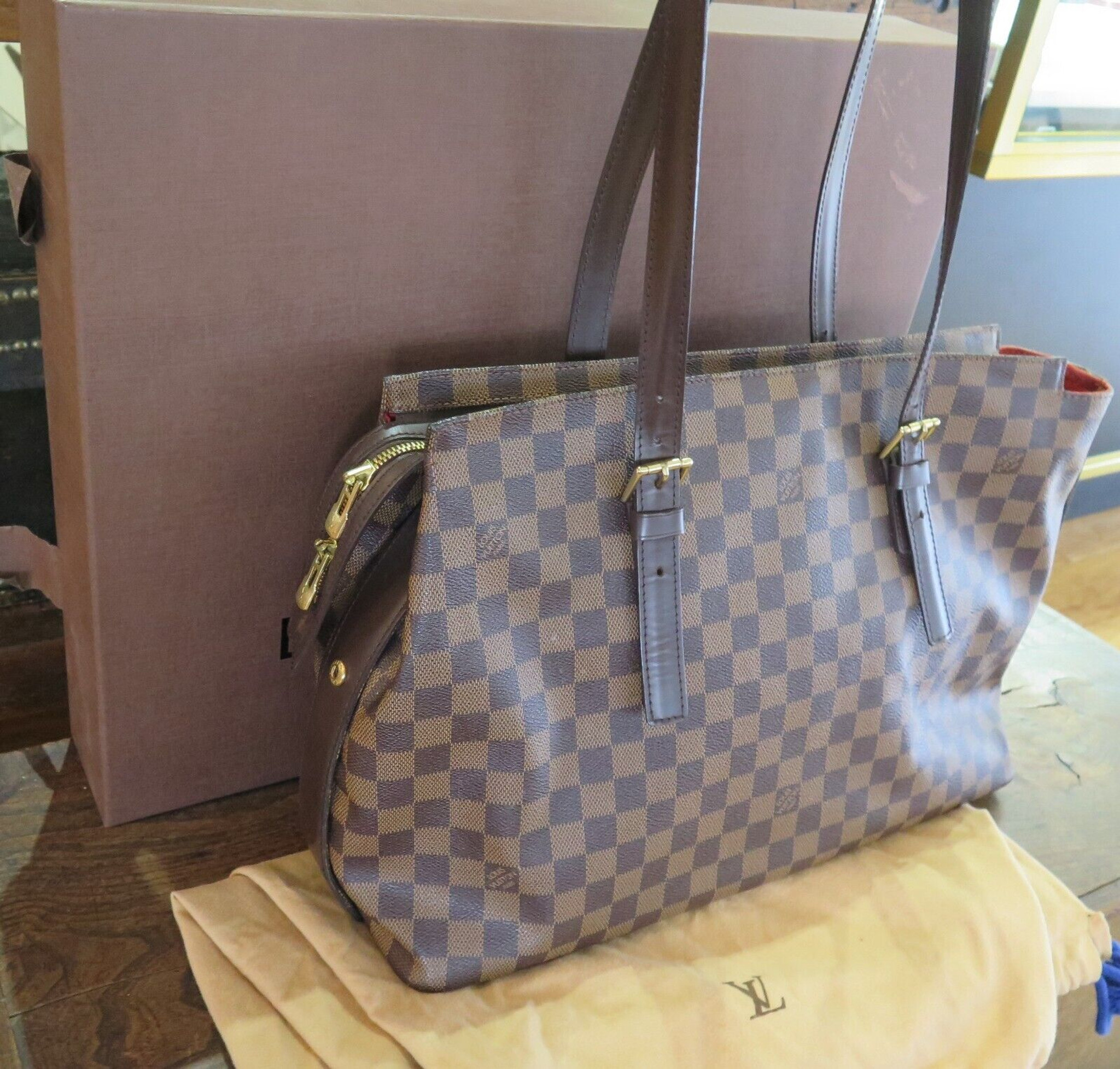 Louis Vuitton Damier Ebene Chelsea Tote Bag Shoulder Bag