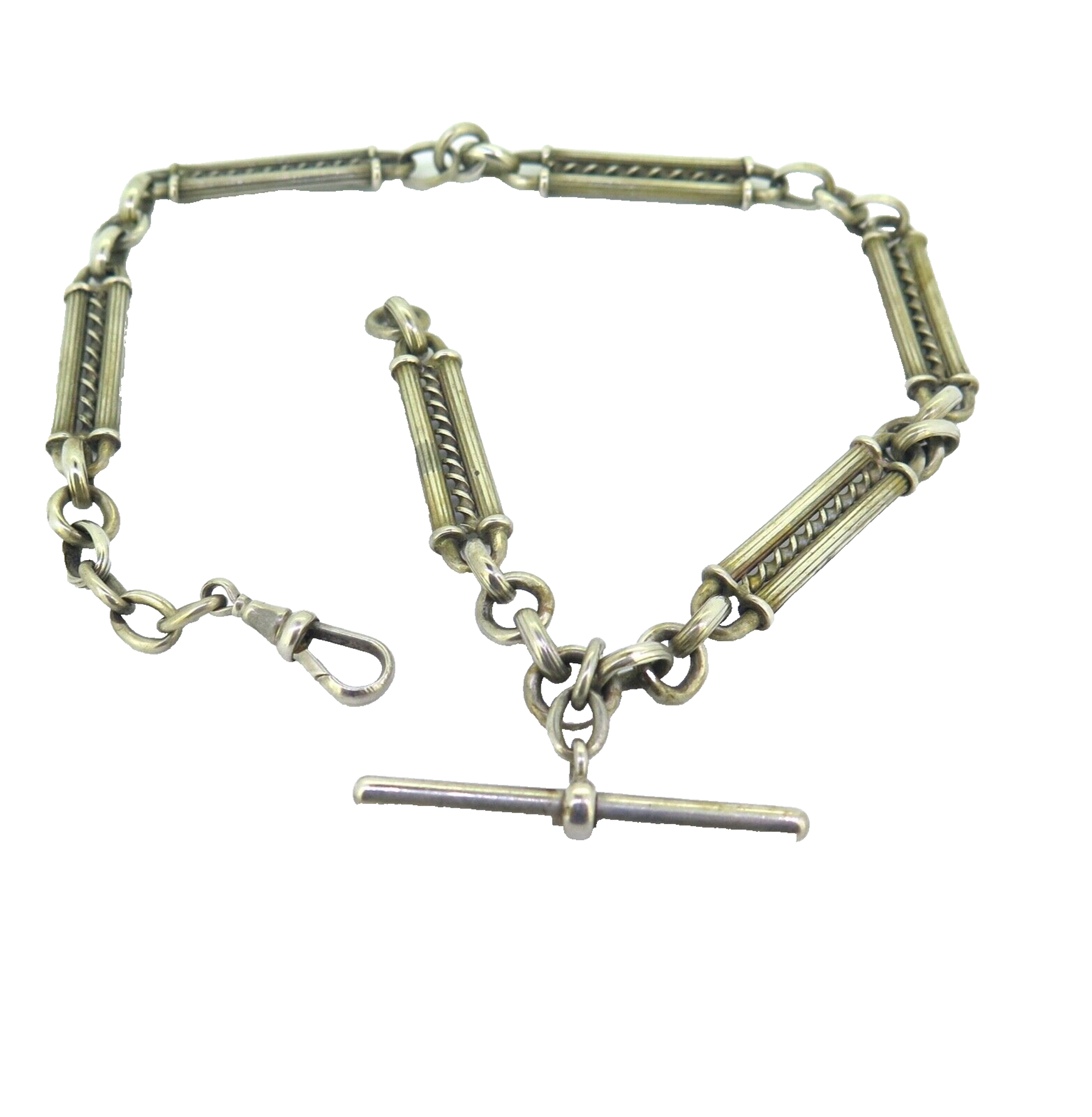 Antique Style Fob Chain 875 Silver with T bar Albert Clasp 39cm
