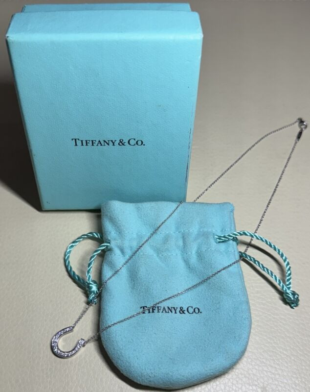 Tiffany Platinum Diamond Set Lucky Horse Shoe Pendant