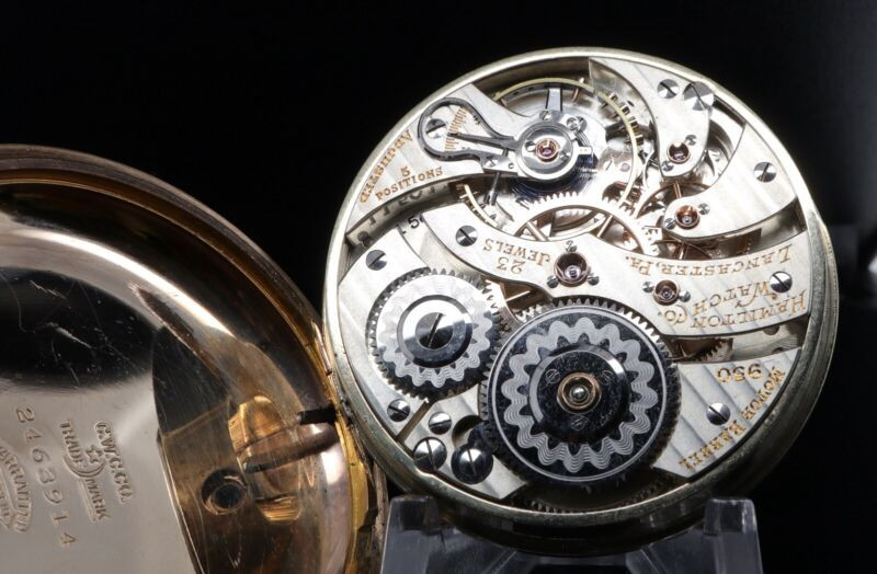 1917 Hamilton 950 Motor Barrel 16s 23 Ruby Sapphire Jewels GF OF