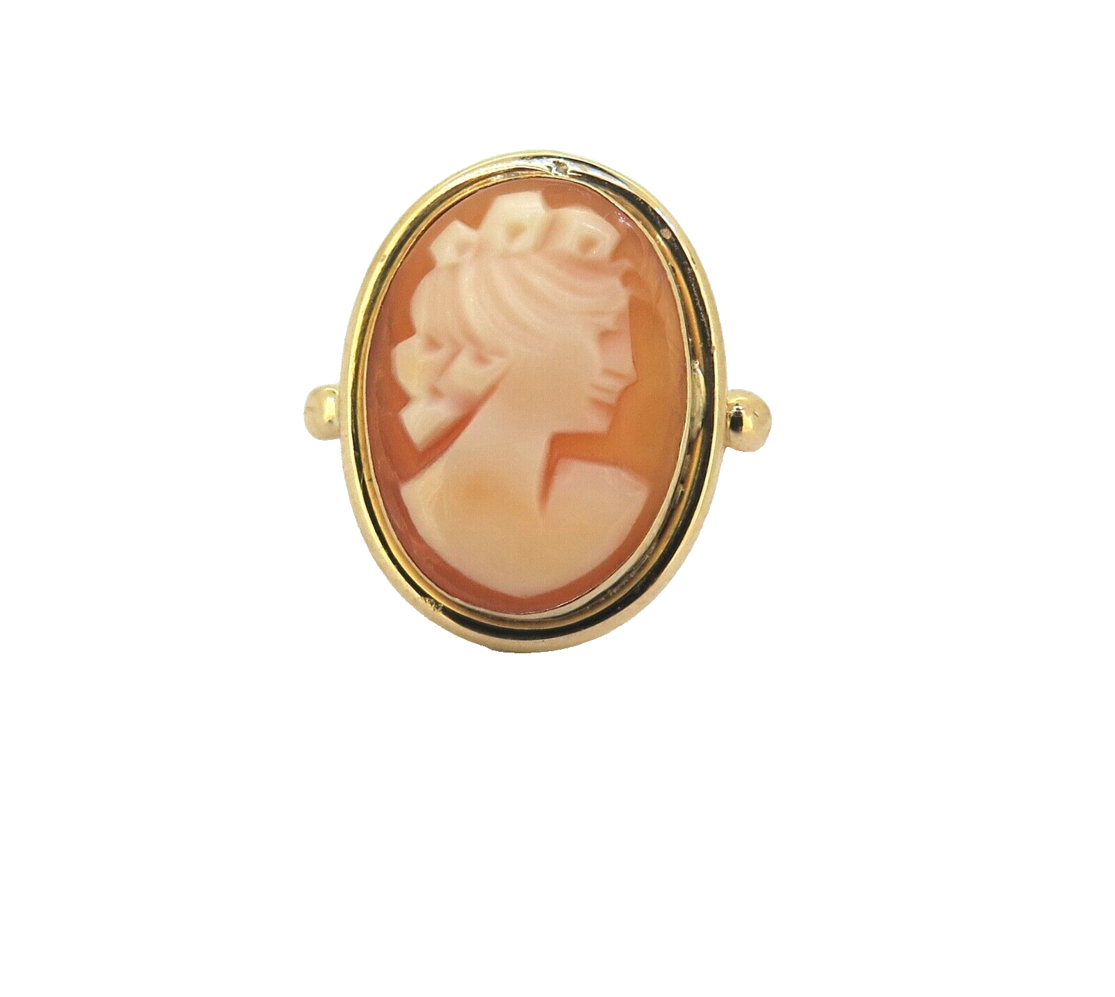 Classic Vintage 18ct Yellow Gold Cameo Carved Agate Portrait Ring