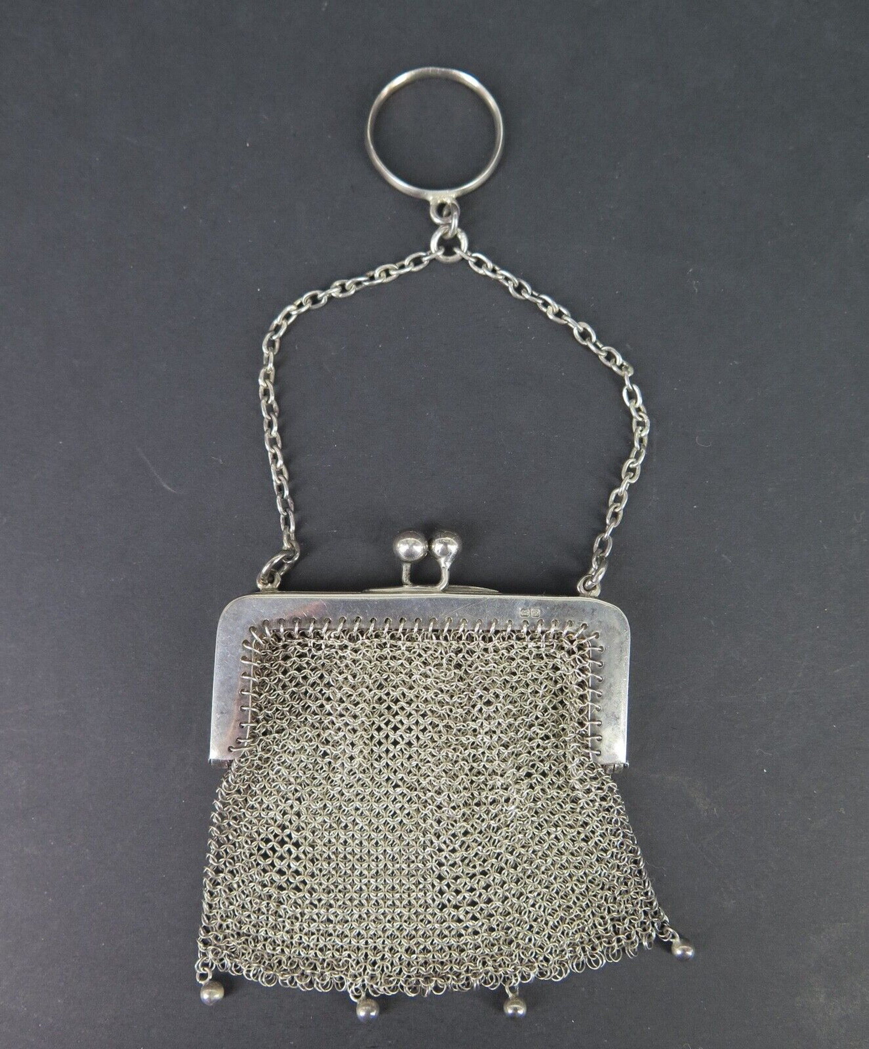 Lot - French Sterling Silver Chatelaine Mesh Coin Purse